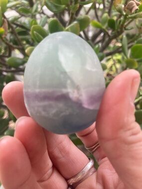 Polished Green and Purple Fluorite Egg